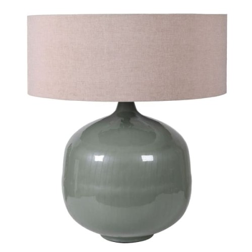 Eccleston Green Enamel Table Lamp with Beige Shade – 65 x 55 cm