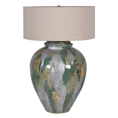 Greenwich Large Table Lamp with Linen Shade and Painted Base – 73 cm