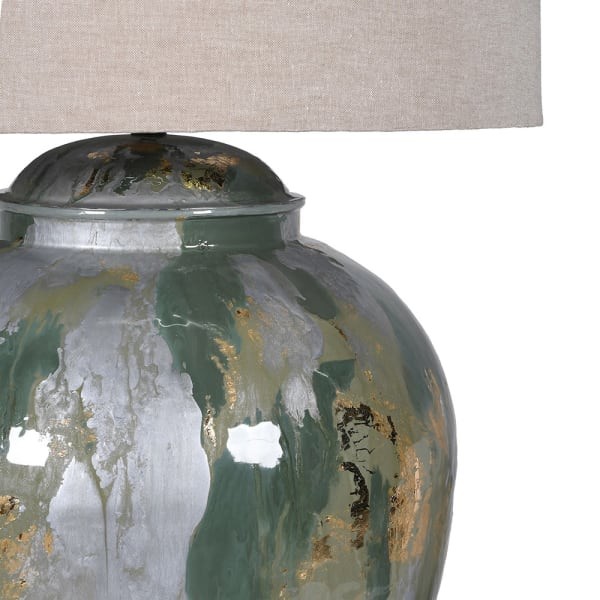 Greenwich large table lamp, 73 cm, with beige linen shade and painted base