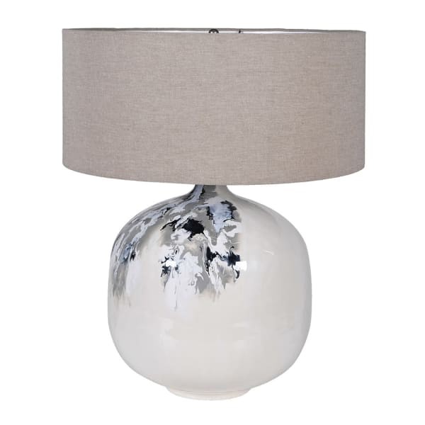 Large Eccleston Grey Table Lamp with Beige Shade – 70 cm