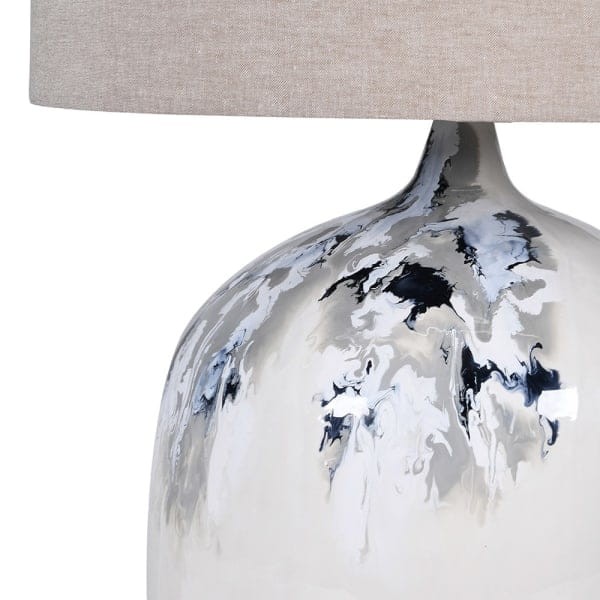 Large Eccleston Grey Table Lamp with Beige Shade – 70 cm