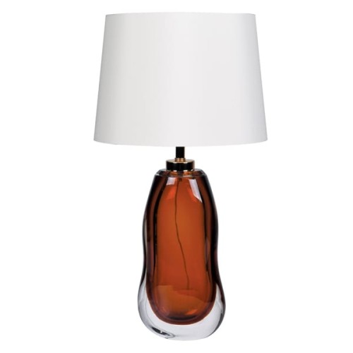 Colours Orange Table Lamp with Glass Base and Linen Shade – 70 cm