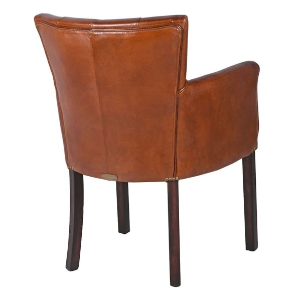Chester leather dining chair in brown buffalo leather with wooden legs