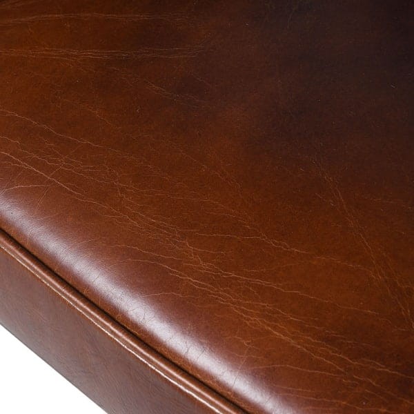 Chester leather dining chair in brown buffalo leather with wooden legs