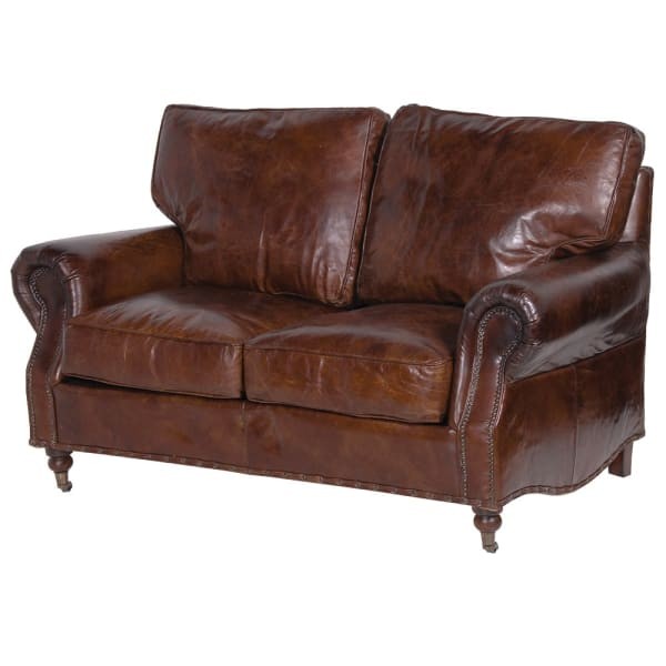 Vintage Brown Leather Sofa II – 148 cm, Genuine Leather
