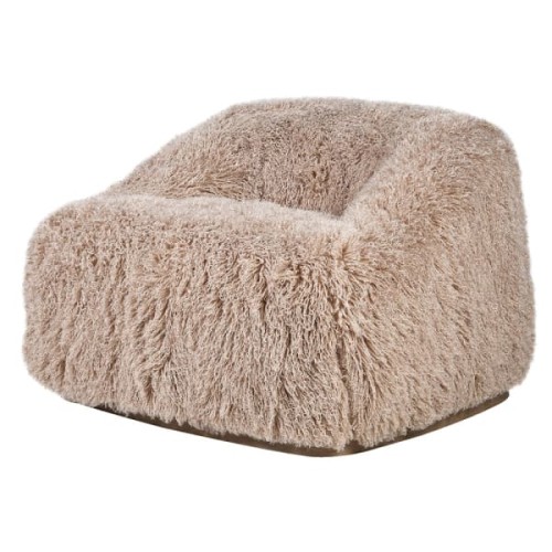 Lyall Fluffy Armchair with a Light Seat and Distinctive Shape on a Wooden Base