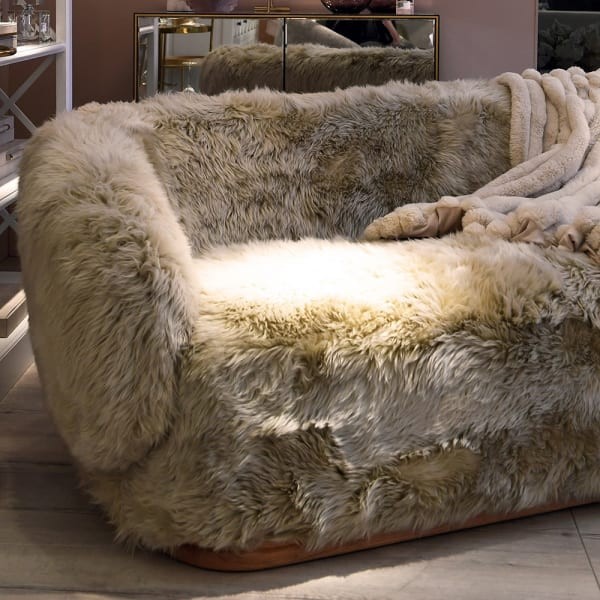 Lyall Sheepskin Sofa 215 cm – Oak Base (Three-Seater)