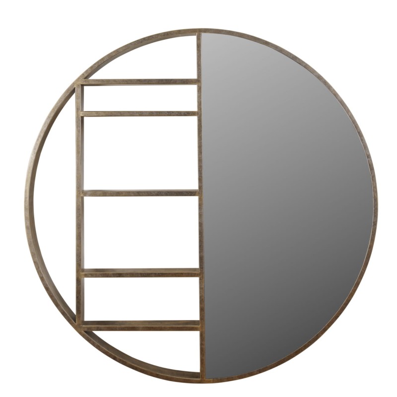 Primrose Large round gold wall shelf with mirror, 180 cm diameter