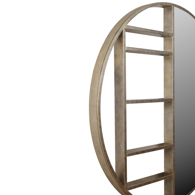 Primrose Large round gold wall shelf with mirror, 180 cm diameter