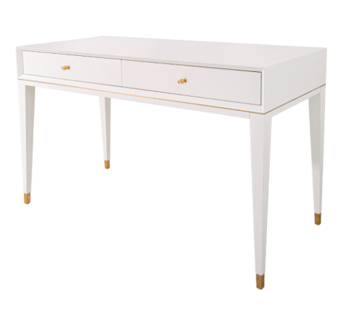 Chesham White Dressing Table 120cm with 2 Drawers & Gold Details