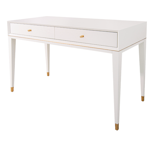 Chesham white dressing table 120cm with two drawers and gold details