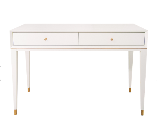 Chesham bedroom dressing table in white with gold detailing
