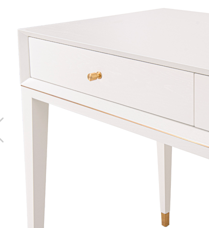 Luxury white dressing table with gold metal accents