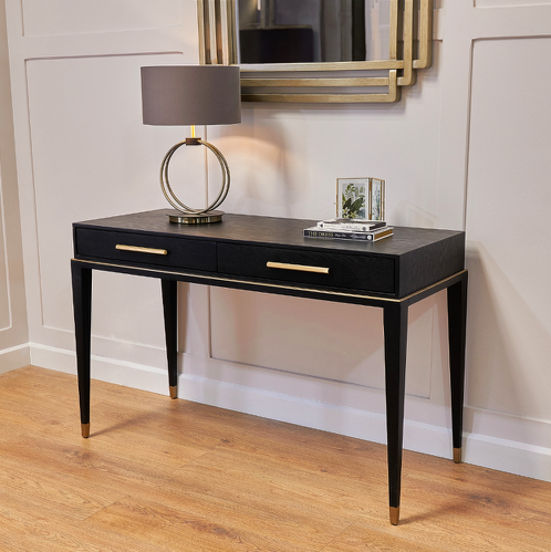 Boscobel black dressing table 120 cm with two drawers and gold accents