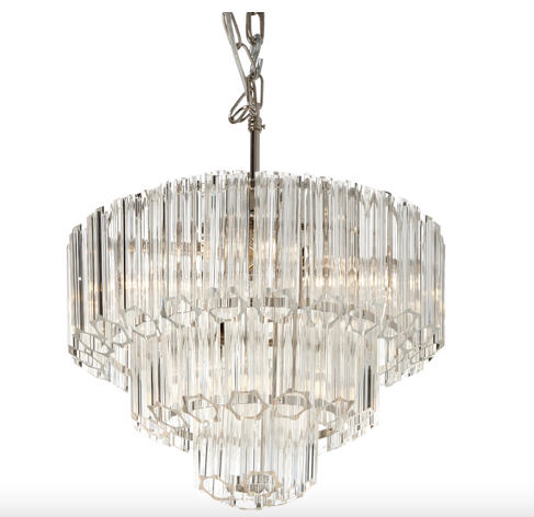 Nasser Large Chandelier 42.5 cm – Three-Tier Glass Panel Chandelier
