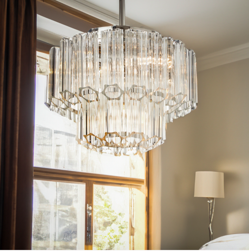 Nasser Silver 34 cm two-tier glass chandelier