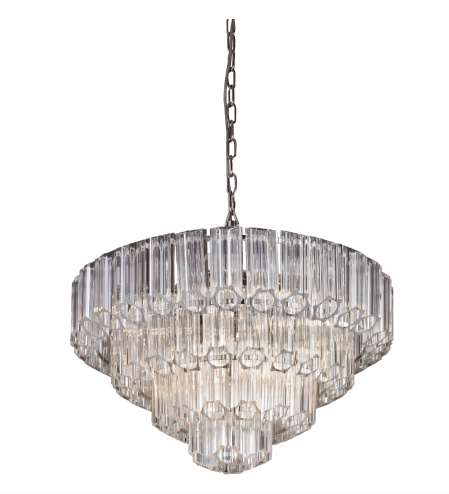 Nasser XL Four-Tier Glass Panel Chandelier – 66 cm Diameter