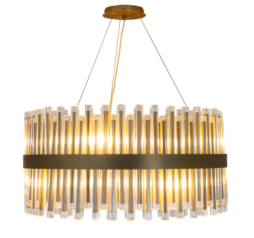 Colmar chandelier 80 cm diameter in antique gold with glass tubes pendant light
