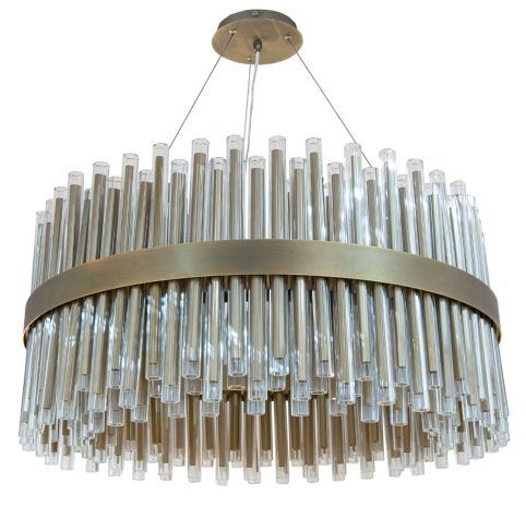 Colmar Chandelier 80 cm Diameter – Antique Gold Glass Tube Pendant Light
