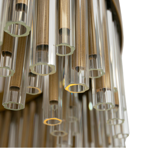 Colmar chandelier 80 cm diameter in antique gold with glass tubes pendant light