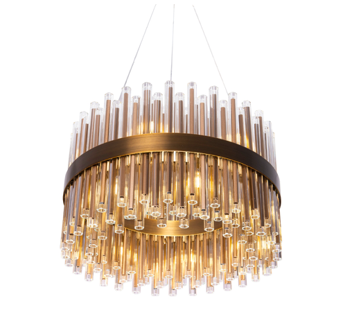 Colmar chandelier in antique gold with glass tubes, 60 cm diameter
