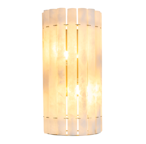 White wall light crafted from natural alabaster