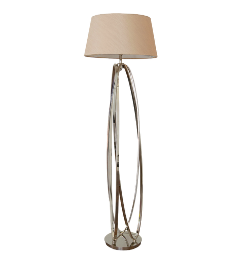 Akira floor lamp with beige shade and silver base, 156 cm