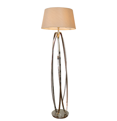 Akira floor lamp with beige shade and silver base, 156 cm