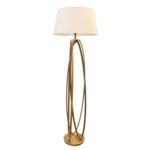 Brisa 156 cm floor lamp with brass base and beige lampshade – elegant standing lamp