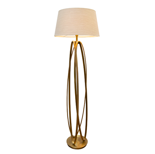 Brisa 156 cm floor lamp with brass base and beige lampshade – elegant standing lamp