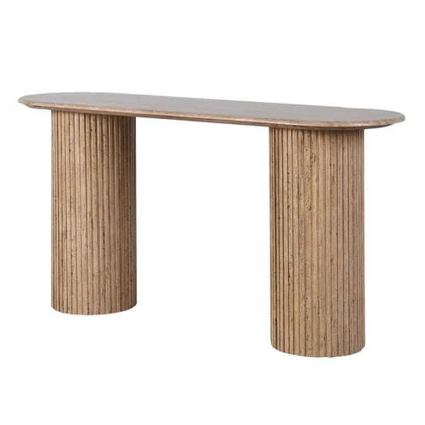Travertine Column Console 152 × 79 cm – Column Pedestal, Marble Console Table