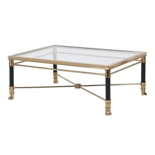 Foo Glass Coffee Table 101.5 cm – Gold & Black with Lion Paw Feet