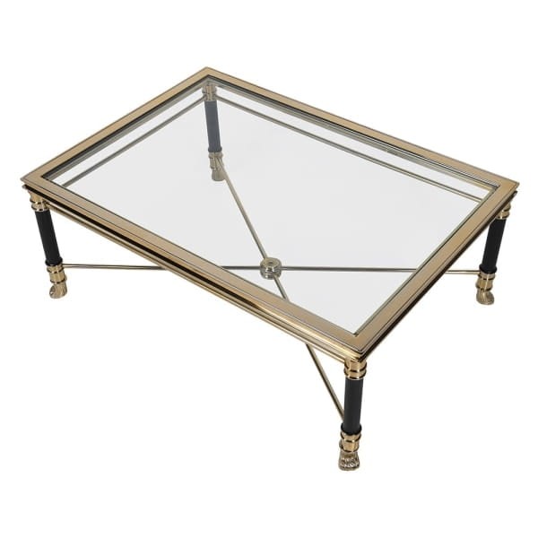 Foo Coffee Table 101 cm with Rectangular Glass Top and Gold & Black Stainless Steel Frame