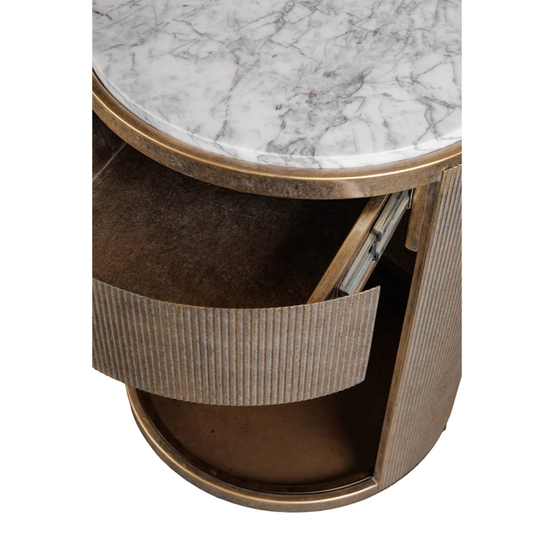 Antique gold side table with natural marble top