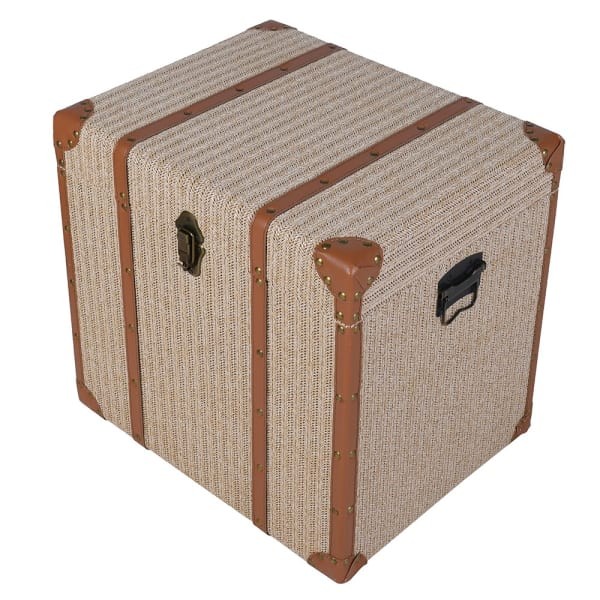 Zelten Set of Three Vintage-Style Storage Trunks – Beige and Brown with Iron Detailing