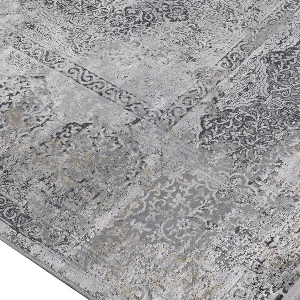 Frost Grey rug 340 x 235 cm – large grey jacquard rug in acrylic and polyester