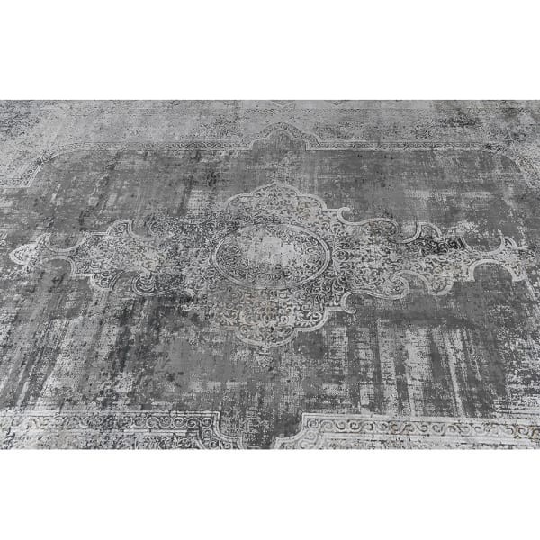 Frost Grey rug 340 x 235 cm – large grey jacquard rug in acrylic and polyester