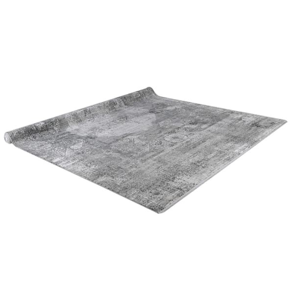 Sloane Silver rug 340 x 240 cm – large silver living room rug in acrylic and viscose