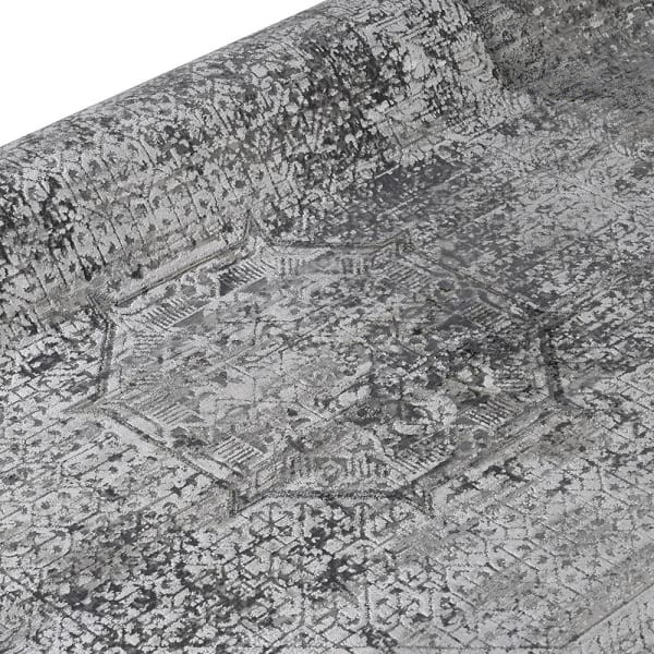 Sloane Silver rug 340 x 240 cm – large silver living room rug in acrylic and viscose