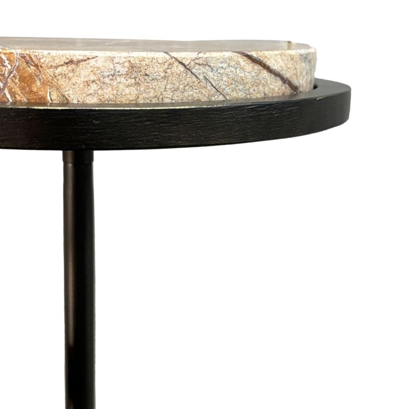 Double Emperador 59 cm two-tier marble side table with gold frame and brown Emperador marble tops