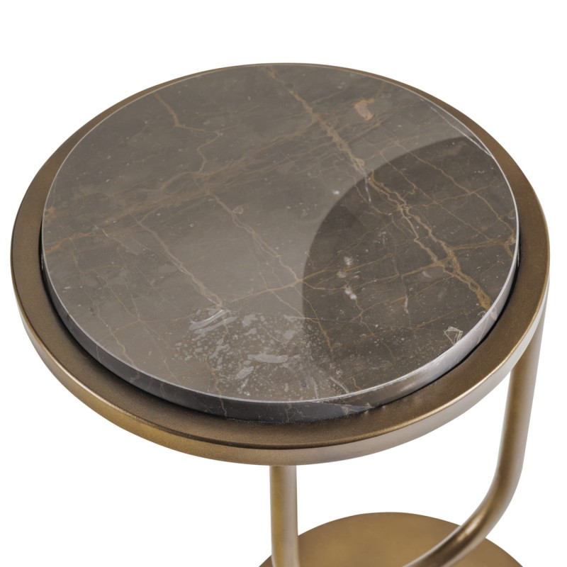 Double Italian Royal Gold 59 cm nesting marble side table in gold with two tiers, Italian Royal Gold marble