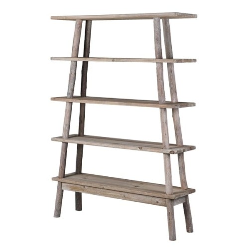 Rustic 197 cm Wooden Bookcase – Boho Rustic Oak & Fir Shelving Unit