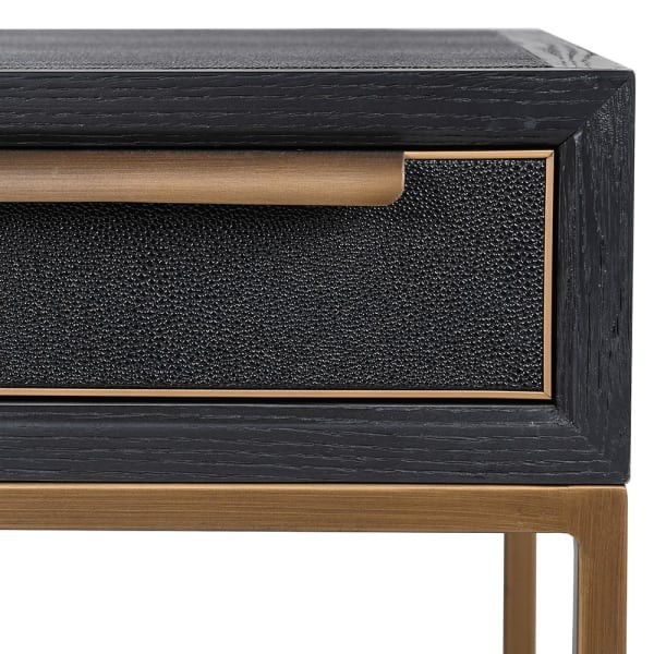 Primrose Black oak veneer and iron console table