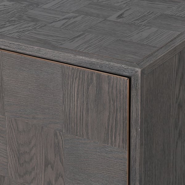 Camile Oak Grey 2-Door Cupboard with Brass Details – 98 cm