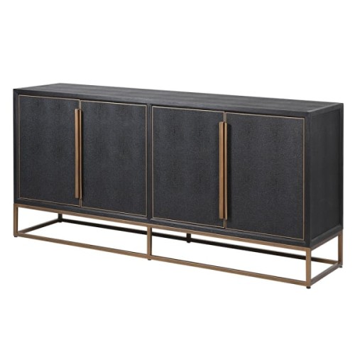 Primrose Black Sideboard 180 cm – Black & Gold Four-Door Cabinet