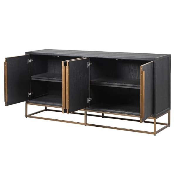 Black sideboard on an open iron base