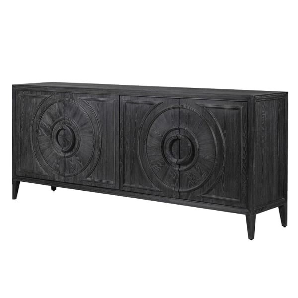 Black wooden sideboard 210 cm – Black Oracle four-door cabinet
