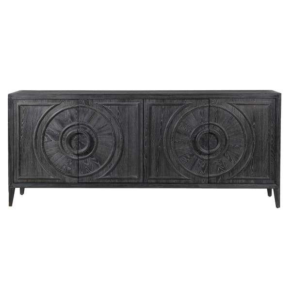 Black wooden sideboard 210 cm – Black Oracle four-door cabinet