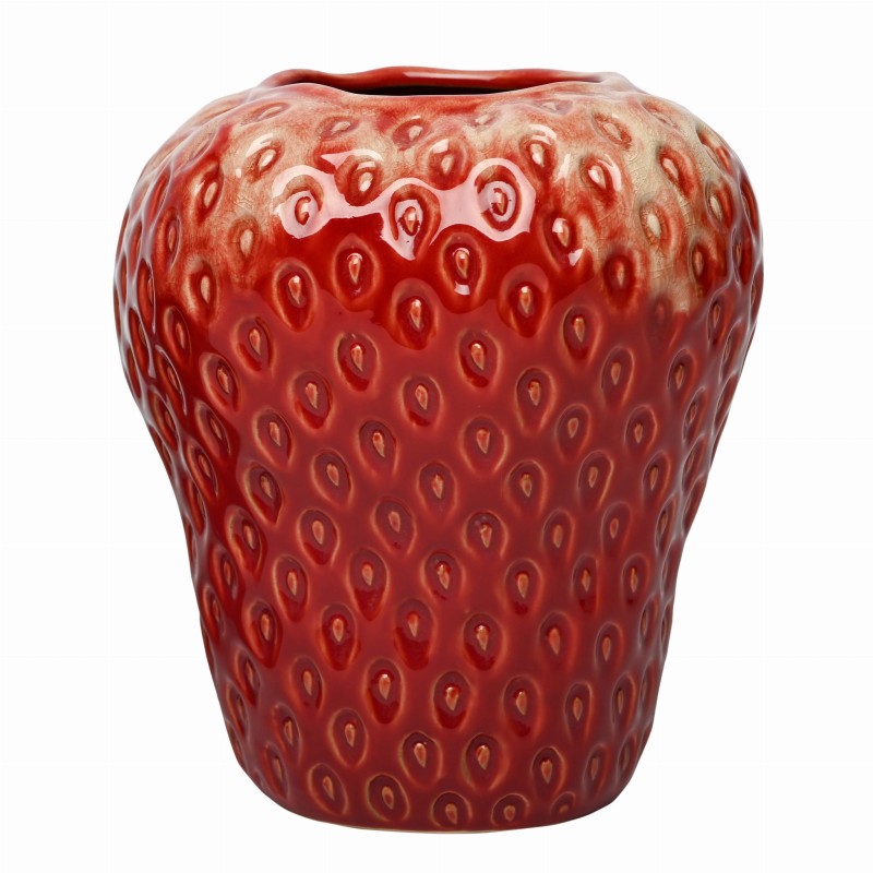 Berry Ceramic Vase L 21 cm – Red Strawberry Table Vase