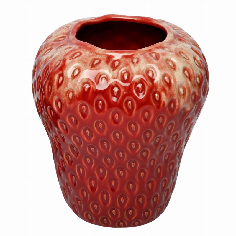 Berry Ceramic Vase L 21 cm – Red Strawberry Table Vase
